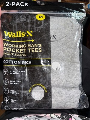 Walls Short Sleeve Working Man's Pocket Tees MEDIUM Gray 2 Pack New In Pkg