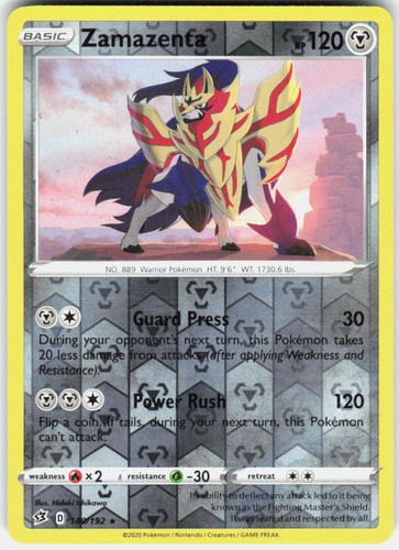 Zamazenta Rare 140/192 Rebel Clash Pokemon Reverse Holo Near Mint