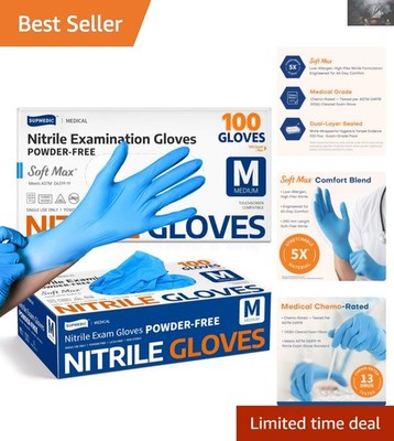 Disposable Nitrile Gloves, 100 Count, Allergy Safe, Heavyweight & Tear Resistant