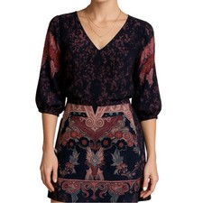 Tibi Silk Boho Dolman Sleeve Mini Dress Art Nouveau Border Print size 6