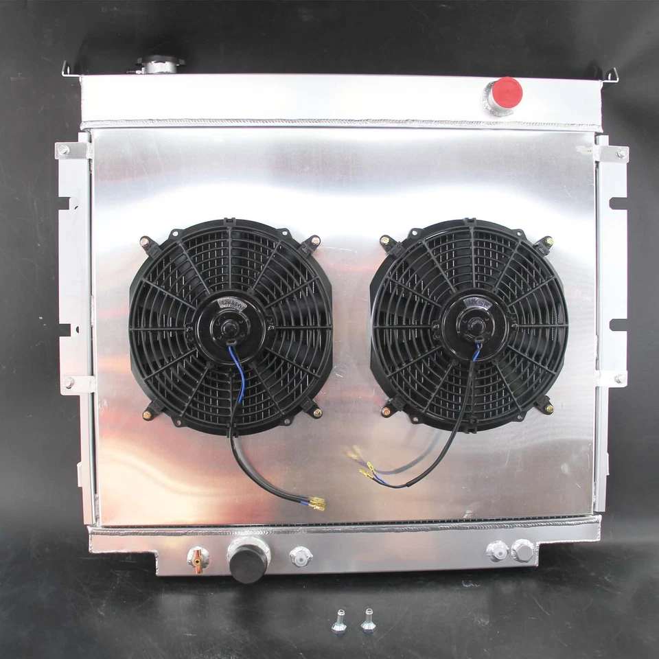 Radiador de aluminio 3 filas + cubierta de ventilador para camioneta Ford serie F diésel 83-94 1165 Foto 3 de 4