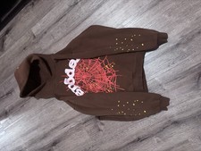 Mens Brown Pullover Hoodie Graphic Print Long...