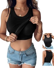 Tank Tops with Built in Bras Athletic Tank Tops for Women Ribbed Tank Top Run...
