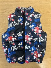 H M Sonic the Hedgehog Kids Puffer Vest Black Gotta Go Fast Size 5T -6 Years