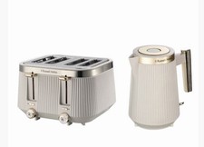 STYLISH Matte Stone With Shiny Accents, 3kW Rapid Boil Kettle & 4 Slot Toaster