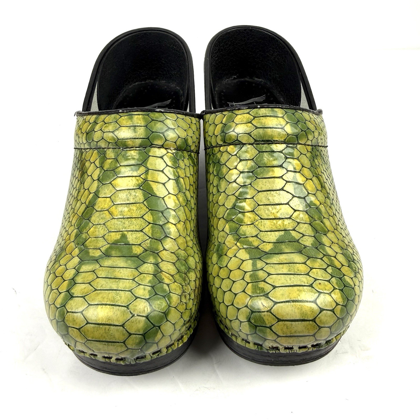 Dansko Clogs 38 Python Green Yellow Leather Women… - image 3