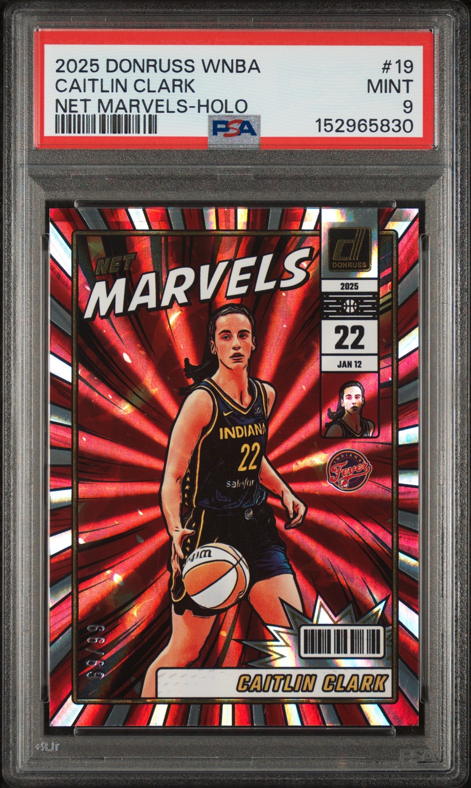 2025 PANINI DONRUSS WNBA NET MARVELS HOLO #19 CAITLIN CLARK 69/99 PSA 9