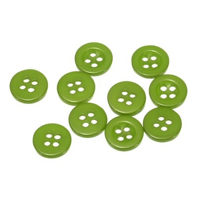 10pcs Sewing Buttons 15/32'' Resin Round Flat 4-Hole Craft DIY Buttons, Green
