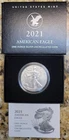 2021 W 1 OZ UNCIRCULATED SILVER AMERICAN EAGLE TYPE ll ALL MINT PKG & COA  21EGN