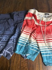 2 Pair American Eagle Swim Trunks Board Shorts Mens Sz L