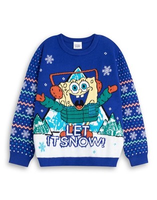 SpongeBob SquarePants Blau Let It snow Weihnachtspullover Unisex Kinder