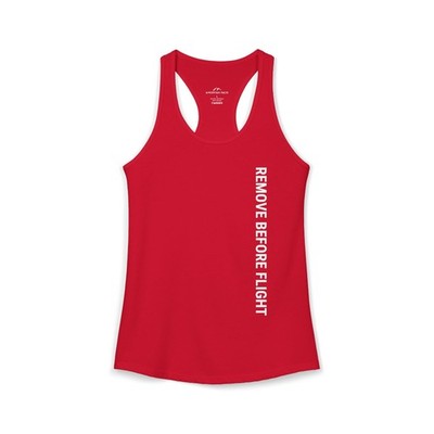 Remove Before Flight Aviation Tag Racerback Tank