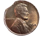 1964-P BU Lincoln Head Cent Mint Clipped Planchet Actual Coin 1357