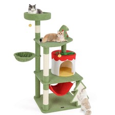 52" Tall Christmas Cat Tree w/ Sisal Scratching Posts Gift Box Shaped Condo