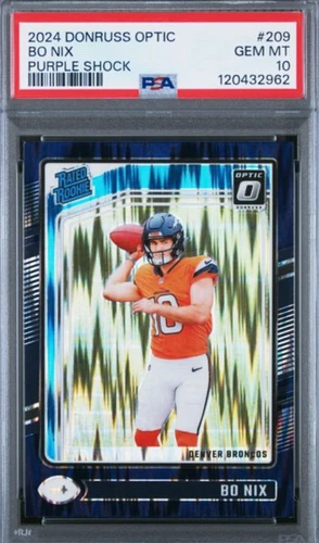 2024 Panini Donruss Optic - Rated Rookie Bo Nix #209 Purple Shock Prizm PSA 10