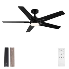 Ceiling Fans with Lights, 52 inch Black Ceiling Fan with Light and Remote Con...