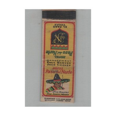 1920s-1930s Diamond Quality Matchbook Cover Hotel Paso del Norte El Paso TX
