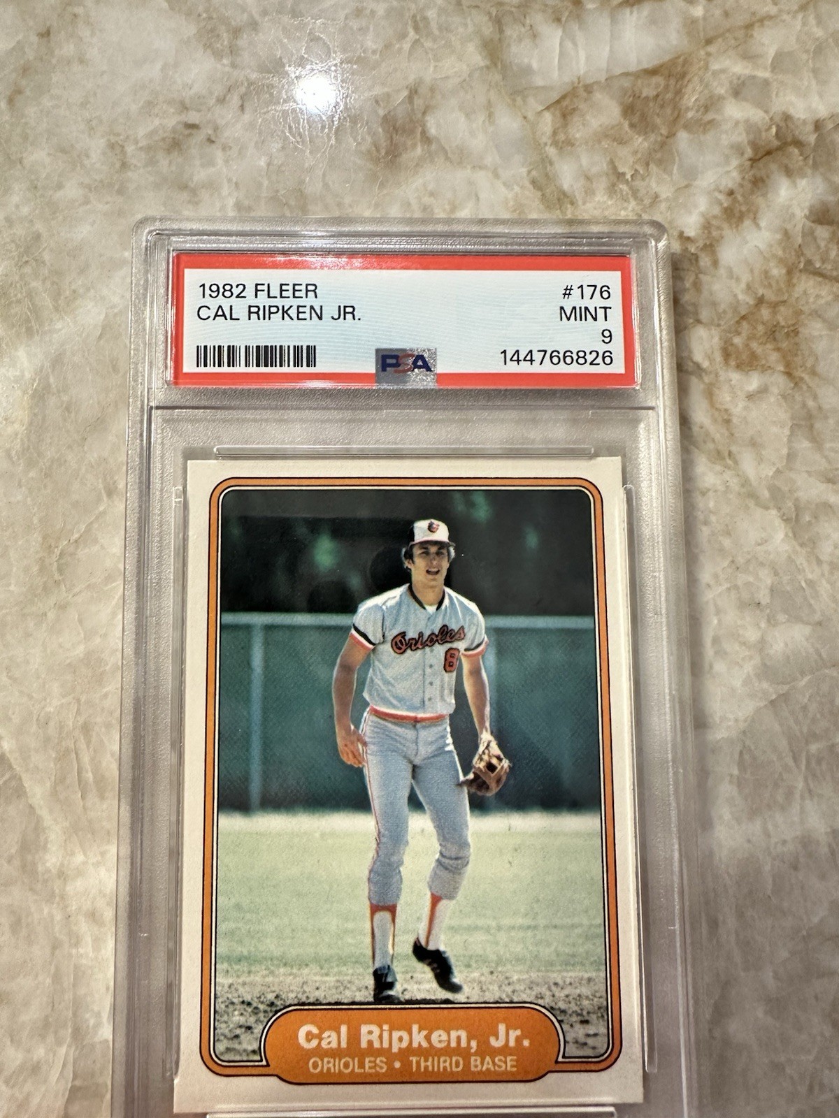 1982 Fleer - Cal Ripken #176 (RC) Baltimore Orioles PSA 9 MINT Card Rare HOF view 3