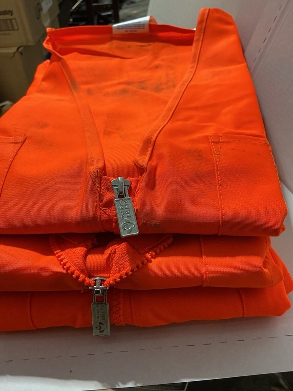 Three Safety Vest - Orange - zip front, multi-pocket, Size L, Item 8038A3