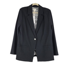 Chicos Size 2 Women's Blazer Jacket One Button Long Sleeve Lined Black NWT 119