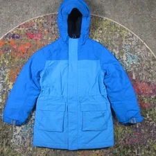 Lands End Squall Jacket Girls S 6-7 Teal Insulated Hooded Seam Sealed Coat