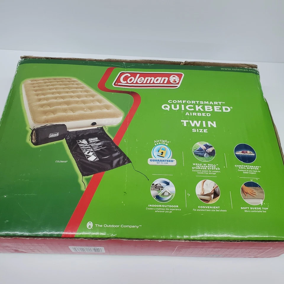 Colchón de aire Coleman Twin Comfortsmart Quickbed Wrap N Roll almacenamiento gamuza superior Foto 4 de 4