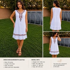 Floral Boho Embroidered Elis Şilebezi Sleeveless Maxi Dress Large Size Ivory