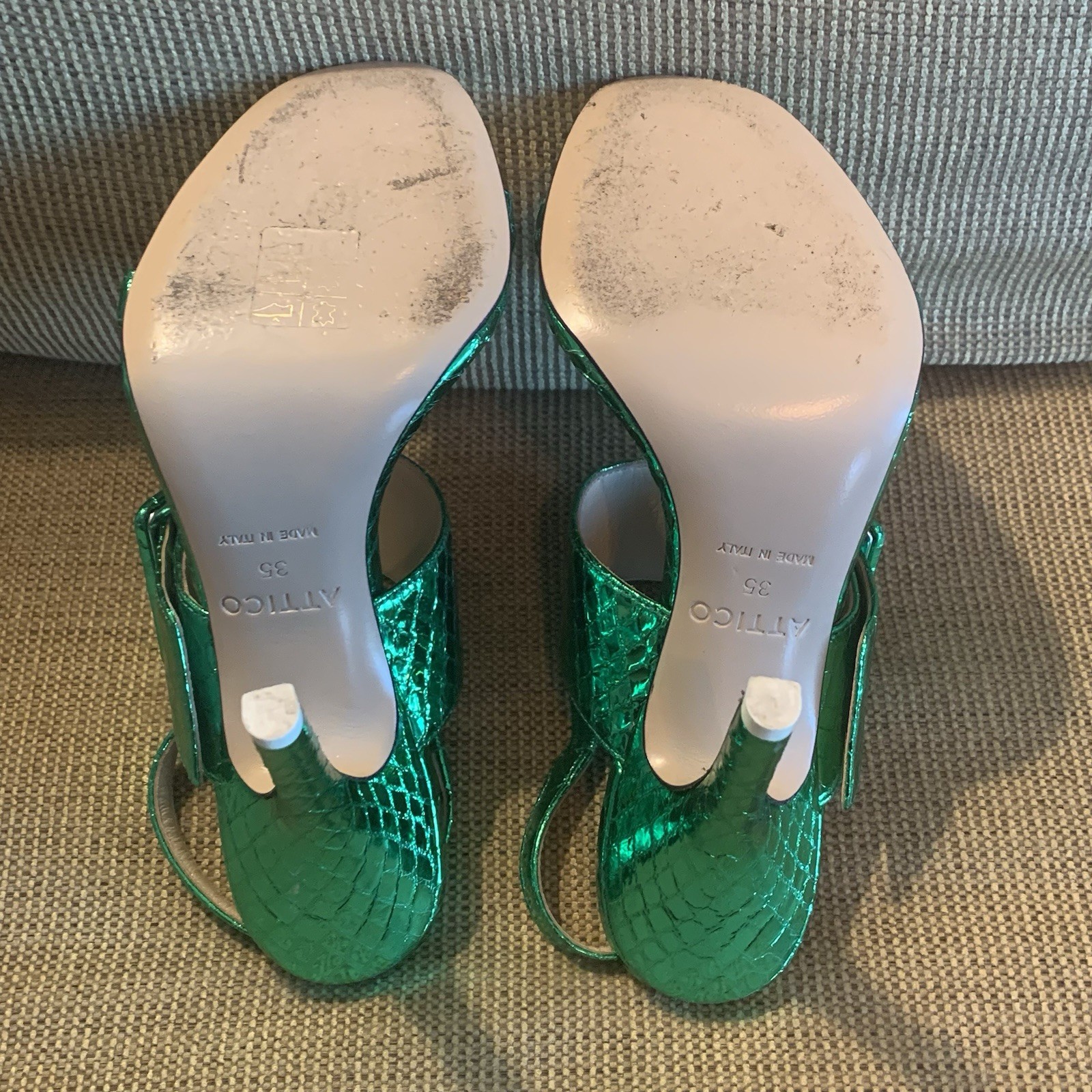 THE ATTICO Mariah Metallic Python Embossed Green … - image 8