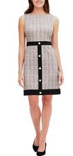 Tommy Hilfiger Women's- 12 Dress Brown/Black & Cream Plaid Sleeveless Sheath