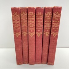 Antique Vtg Book Lot 6 Red Burgundy Gilt Library History Decor Humor Academia