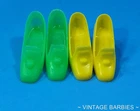 (2) Pair Vintage Barbie Doll Yellos & Green Pilgrim Heels / Shoes MINTY ~ 1960's