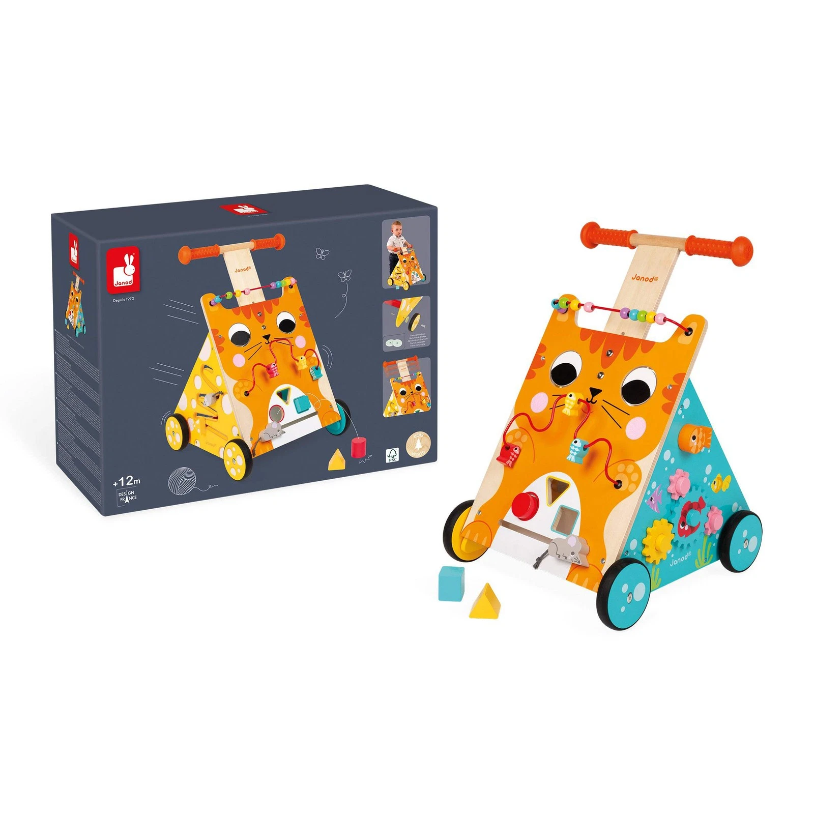 Janod Multi Activities Cat Baby Walker 8-in-1 Beads Shapes Gears 12m+ NEW
Opens in a new window or t
