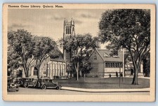 c1948 Quincy Massachusetts Vintage Postcard Thomas Crane Library Building Posted