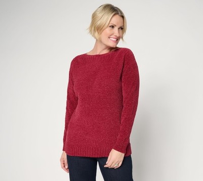 Denim & Co. Women's Top Sweater Sz L Make Your Selection: Chenille Red A712595