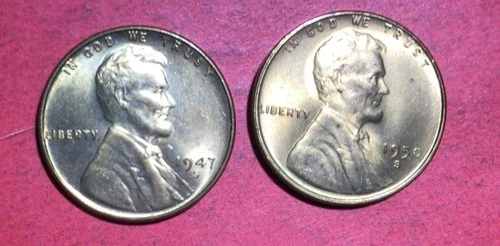 1947S & 1950S Choice to GEM Uncirculated LINCOLN CENT "FULL RED" "San Fran" Coin