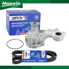 3-Bolt Pulley Flange Water Pump w/ Serpentine Belt Fit 2013-2022 Ford F-150 5.0L