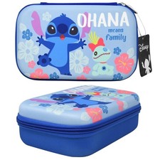 Pencil Case - Disney - Lilo  Stitch Blue Hard Shell Bag NEW