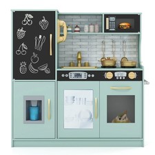 Kid  s Pretend Play Kitchen Toddler Kitchen Playset w/ Blackboard Green