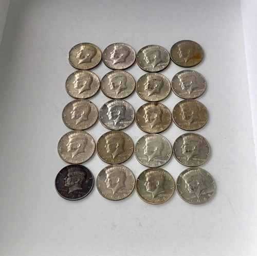 MIXED ROLL OF KENNEDY 40% SILVER HALF DOLLARS, ROLL OF 20... NICE!
