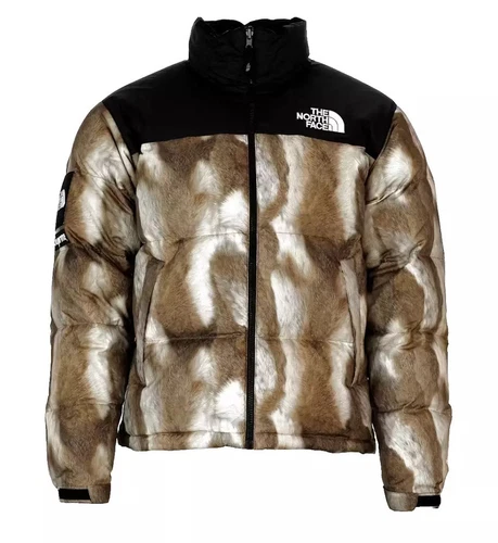 TAILLE L Supreme The North Face imprimé fourrure marron nuptse FW13 TNF