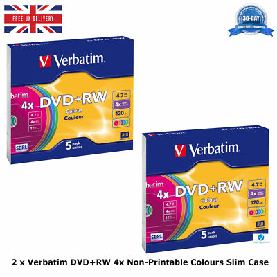 2 x (5er Pack) Verbatim DVD+RW 4x nicht bedruckbar (5 Discs in Slim Jewel Case)