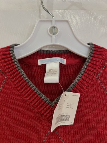 NWT Janie & Jack Boys Size 7 Sweater Vest Cranberry Red Gray - Picture 5 of 8