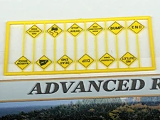 HIGHWAY WRITTEN HAZARD WARNING SIGNS  HO Scale PLASTIC BACKGROUND SCENERY NEW