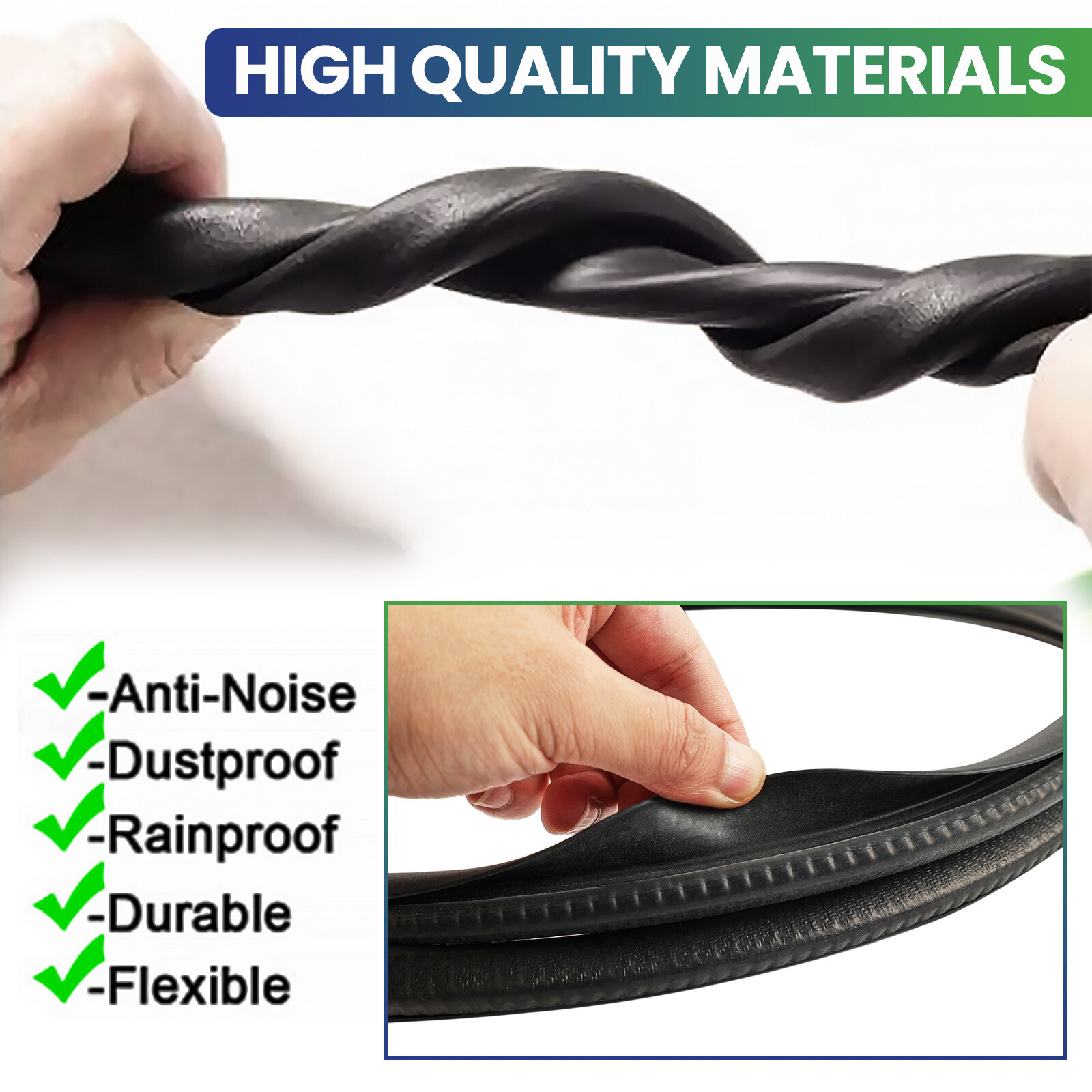 Car Door Seal Strip Filler Weatherstrip B Pillar Trim Protector Rubber 2x 80cm