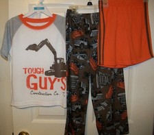 Construction Worker Cement Truck Flame Resistant Pajama PJ 3 PC Boys Size 5 NWT