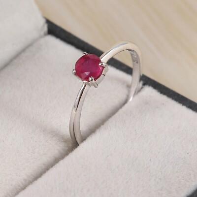 natural ruby silver ring, dainty ruby ring, stackable... Natural Ruby Ring Minimalist Stacking Tiny Dainty 925 Sterling Silver ...