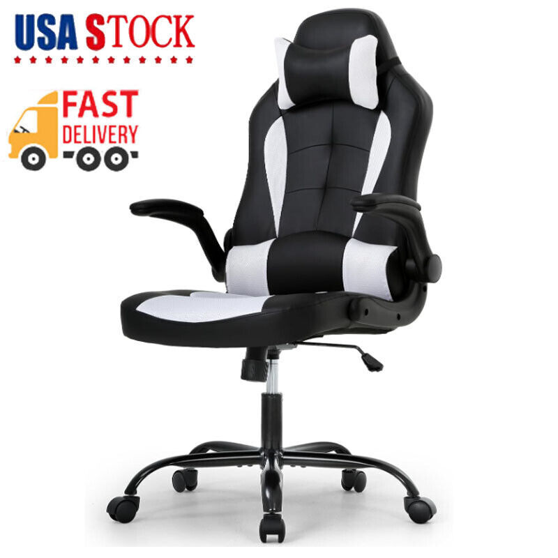 PU Leather High Back Office Gaming Chair Adjustable Ergonomic Computer Desk Chair-image
