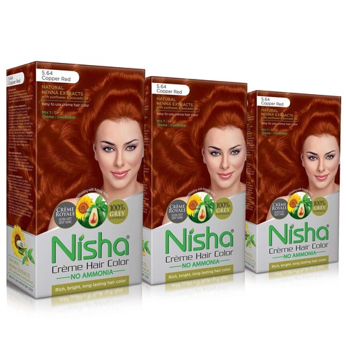 Nisha Creme Hair Color Copper Red Pack of 3