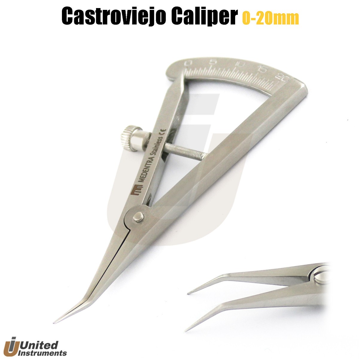 Instrument De Mesure Chirurgie Dentaire 2 Pinces Castroviejo Dentaires Graduées 0-40 Mm - Acier Inox, Longueur 3.75 Pouces ODM Calibre CVD Dentiste - Foto 2