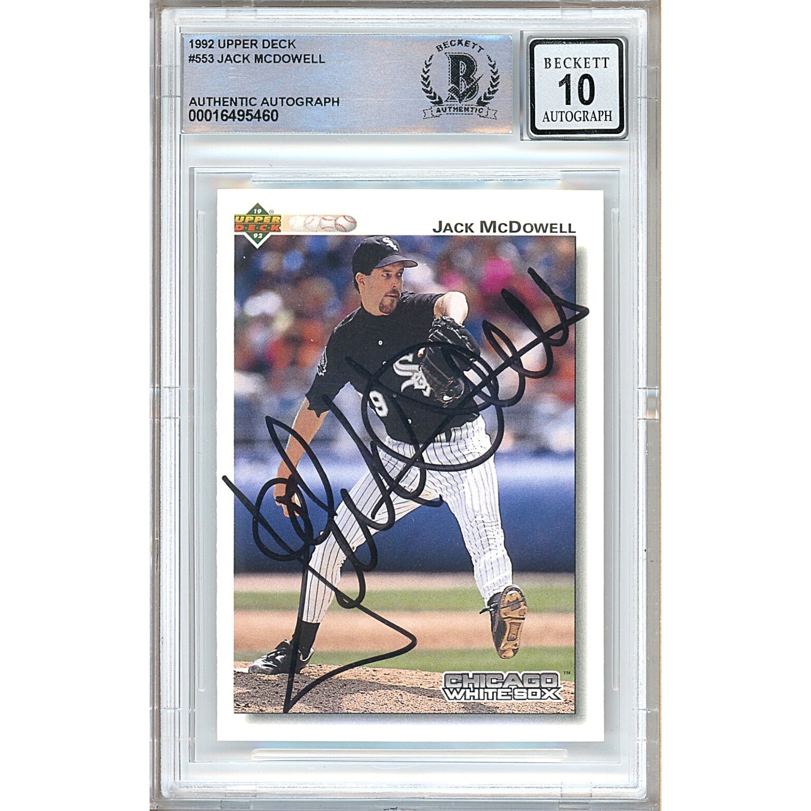 Jack McDowell Chicago White Sox Autographed 1992 Upper Deck BAS BGS Auto 10 Slab